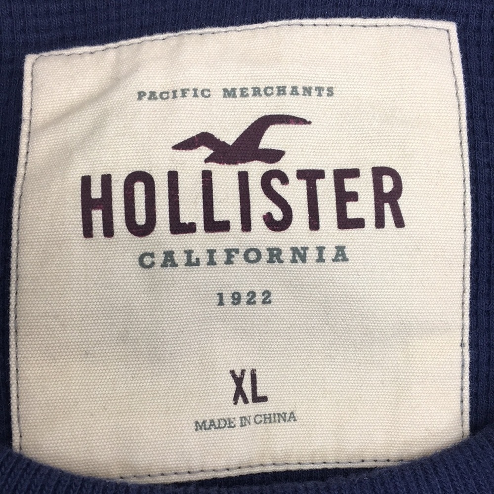 Hollister Mens Navy Blue Waffle Knit Long Sleeve Shirt Size XL EXCELLENT - Picture 7 of 8